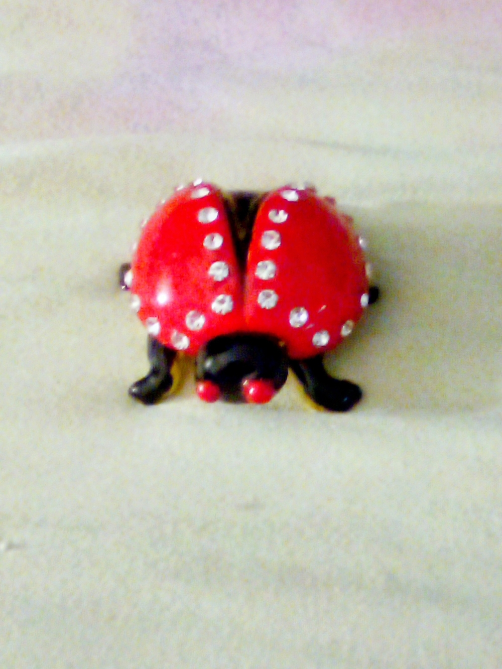 Red Rhinestone Ladybug Tiny Pill Box